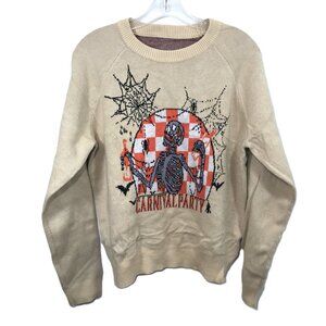 Skeleton Halloween Graphic Knit Sweater Women M